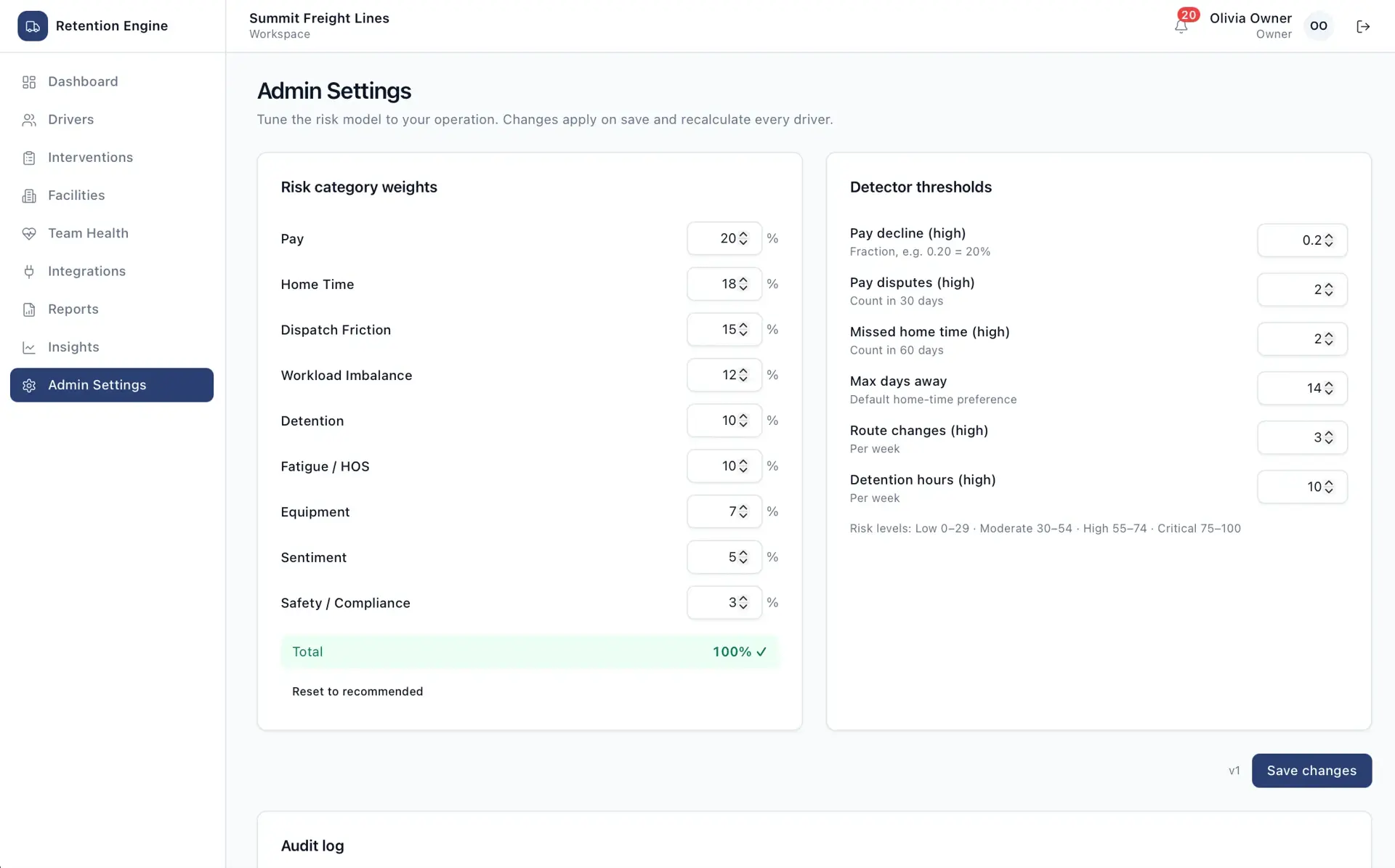 Driver Retention Risk Engine — screen 4